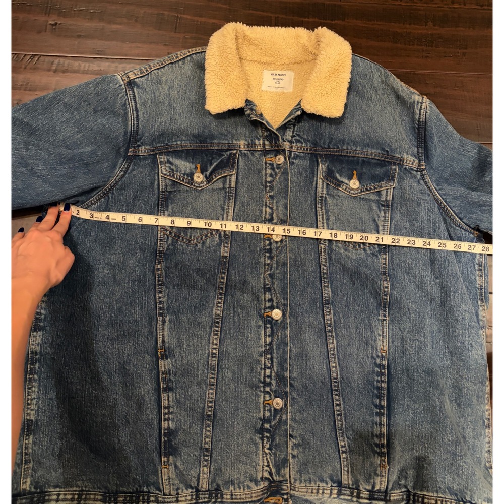 Old Navy Boyfriend Plus Sherpa Lined Denim barn chore Jacket Medium Wash 3X - Picture 5 of 9